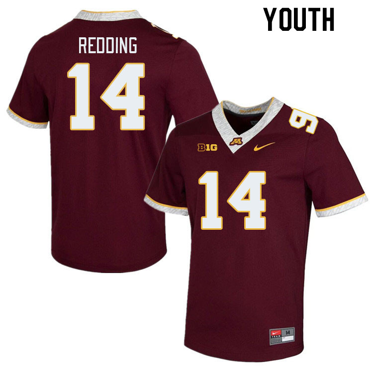 Youth #14 Evan Redding Minnesota Golden Gophers College Football Jerseys Stitched-Maroon